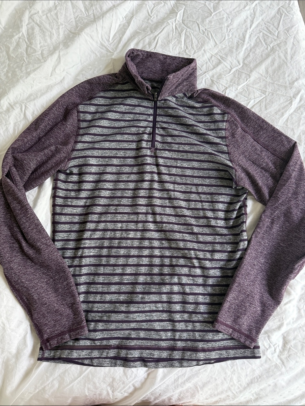 lululemon athletica Purple Striped Quarter-Zip Pullover